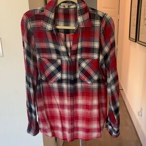 Skies Are Blue Red and Blue Plaid Shirt oversized